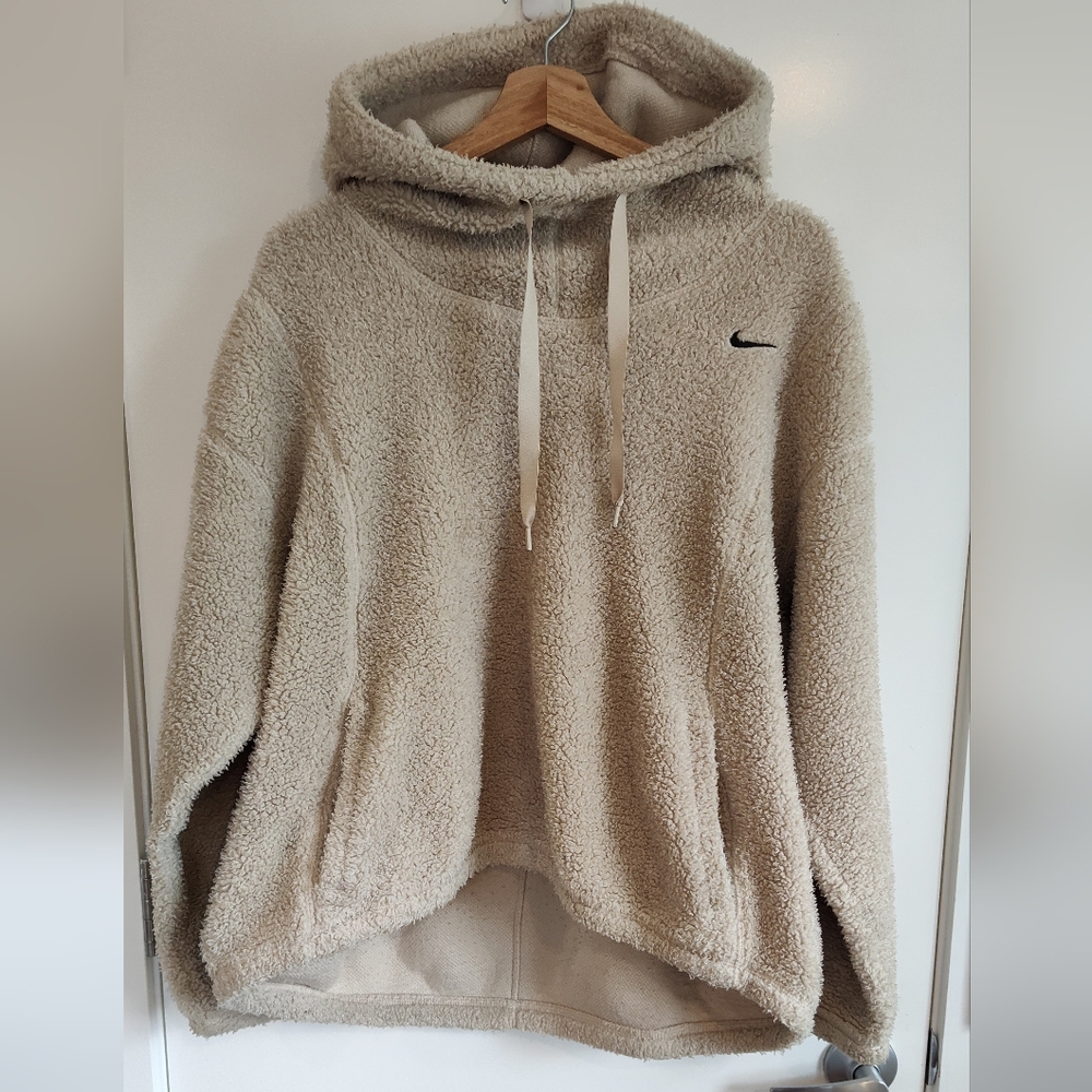 Nike Cream Sherpa Hoodie Therma Fit Fleece M